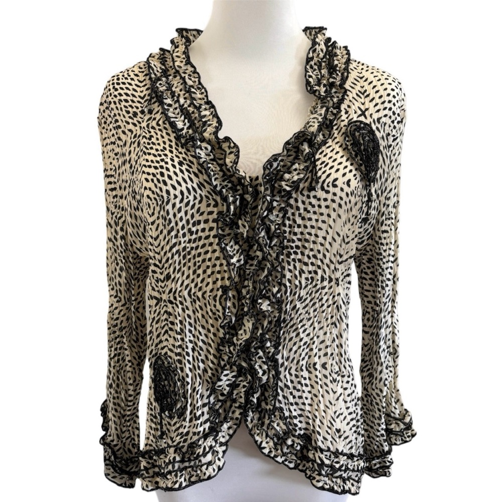 Jaipur Ruffled Blouse with Flowers & Gems L